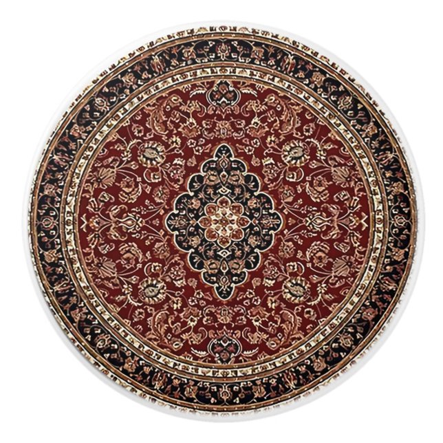 Vintage Rug Design Dark Academia Ceramic Knob (Front)