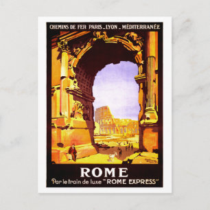 Vintage Ruins of Rome Italy Travel Poster Postcard