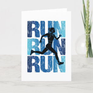 Vintage Runner Girl - Run Run Run Holiday Card