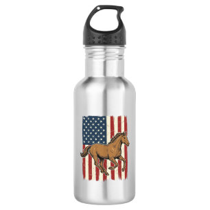 Vintage Running Horse Patriotic Flag Shirt Design_ 532 Ml Water Bottle