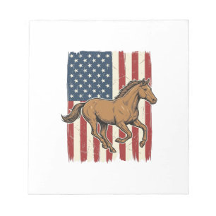 Vintage Running Horse Patriotic Flag Shirt Design_ Notepad