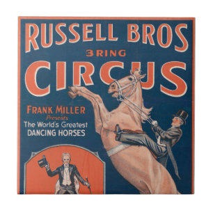 Vintage Russell Brothers Circus Poster. Ceramic Tile