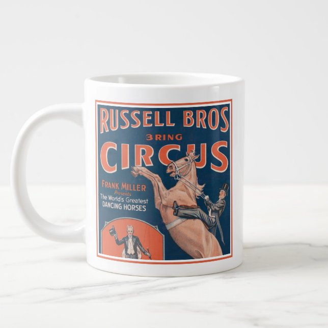 Vintage Russell Brothers Circus Poster. Large Coffee Mug (Left)