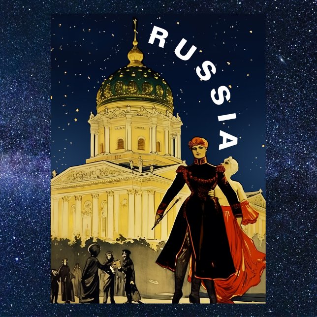 Vintage Russia Winter Night Travel  Postcard (Vintage Russia Winter Night Travel Postcard
)