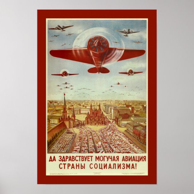 Vintage Russian Aviation Propaganda poster (Front)