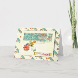 Vintage Russian Christmas, Santa with a telescope Holiday Card