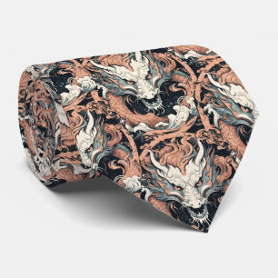 Vintage Rust and Jade Coloured Chinese Dragon Tie