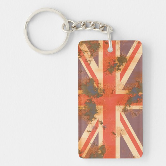 Vintage Rusted United Kingdom Flag Key Ring (Front)