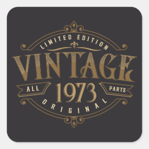 Vintage Rustic 1973 Square Sticker