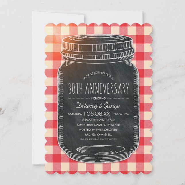 Vintage Rustic 30th Wedding Anniversary Picnic Invitation (Front)