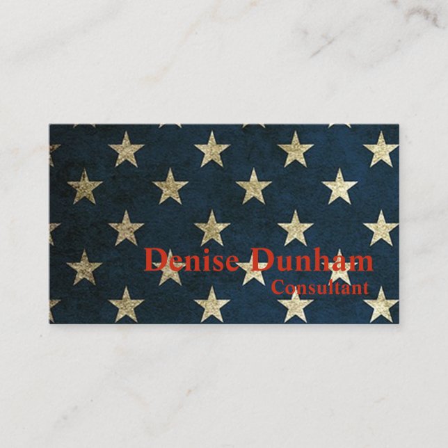 Vintage Rustic American Flag Business Cards (Front)