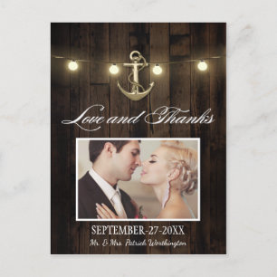 Vintage Rustic Anchor Nautical Thank You Cards