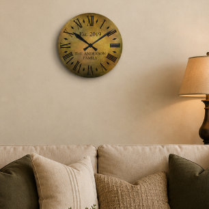 Vintage Rustic Antique Distress Retro Anniversary Round Clock