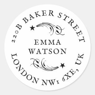 Vintage Rustic Antique Serif Type Classic  Classic Round Sticker