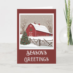 Vintage Rustic Barn Folded Christmas Card