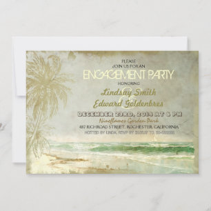 vintage rustic beach engagement party invitations