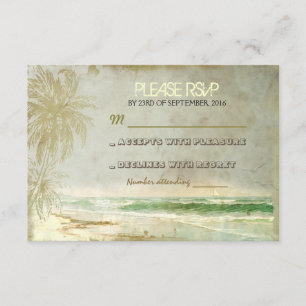 vintage rustic beach wedding RSVP cards