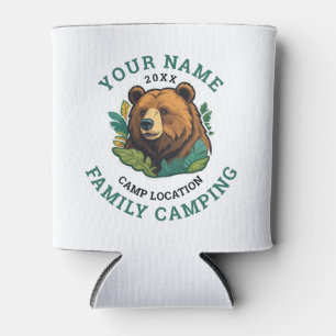 Vintage Rustic Bear Family Camping Can Cooler