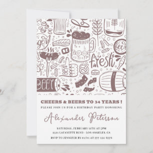 Vintage Rustic Beer Men 34th birthday Invitation