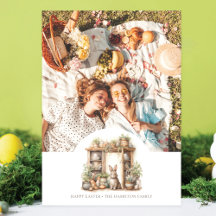 Vintage Rustic Beige Easter Photo Personalised