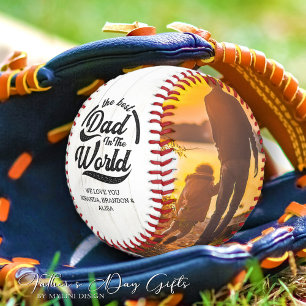 Vintage Rustic Best Dad Happy Father`s Day Photo Baseball