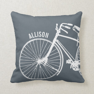 Vintage Rustic Bicycle + Any Colour Personalised Cushion