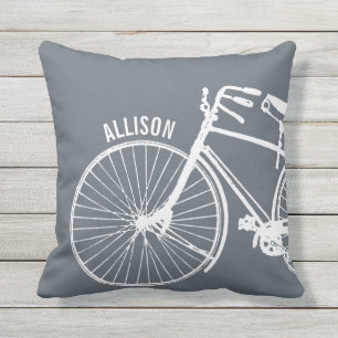Vintage Rustic Bicycle + Any Colour Personalised Outdoor Cushion