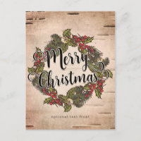 Vintage Rustic Birch Holiday Merry Christmas