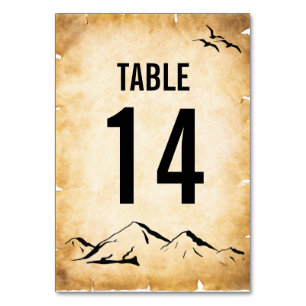 Vintage Rustic Black Flourish Parchment Table Number