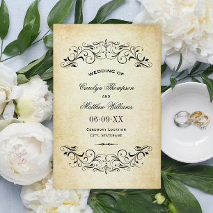 Vintage Rustic Black Flourish Parchment Wedding