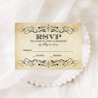 Vintage Rustic Black Flourish Parchment Wedding
