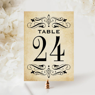 Vintage Rustic Black Flourish Wedding Table Number