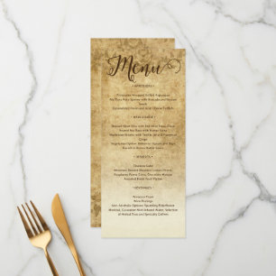 Vintage rustic brown wedding Bride Groom Menu