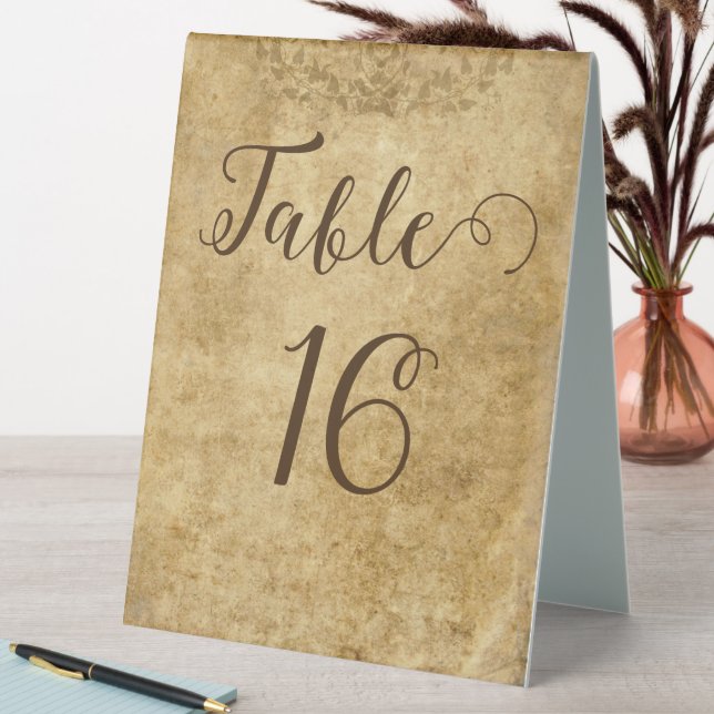 Vintage rustic brown wedding number (In SItu (Table))