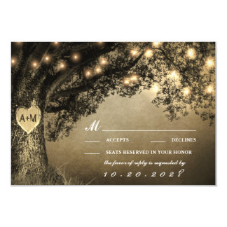 Vintage Rustic Carved Oak Tree Wedding RSVP Cards Vintage Rustic Carved Oak Tree Wedding RSVP Cards