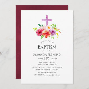 Vintage Rustic Charm Baptism or Christening Invitation