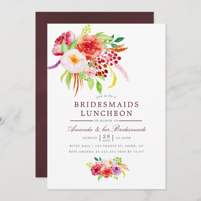 Vintage Rustic Charm Bridesmaids Luncheon Invite (Front/Back)
