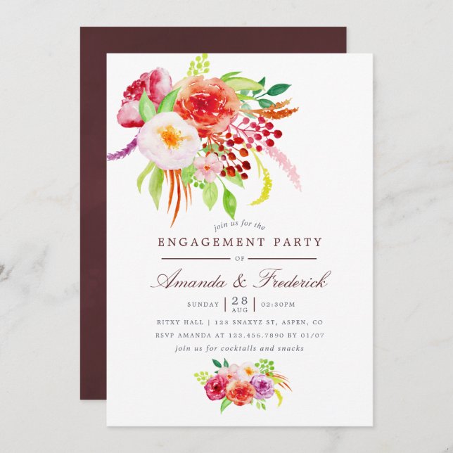 Vintage Rustic Charm Engagement Party Invitation (Front/Back)