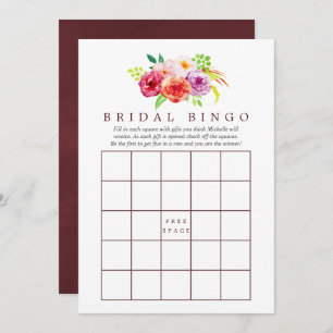Vintage Rustic Charm Floral Bridal Shower Bingo Invitation