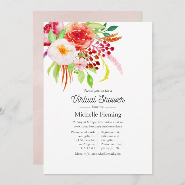 Vintage Rustic Charm Virtual Shower Invitation (Front/Back)