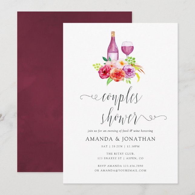 Vintage Rustic Charm Wine Tasting Couples Shower Invitation (Front/Back)