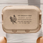 Vintage Rustic Chicken Family Farm Egg Carton Rubber Stamp<br><div class="desc">Easily stamp your egg cartons with your own custom wood art stamp, whether it's your family farm or business. Featuring a hand-drawn chicken illustration with your details in a vintage rustic typography combining serif and handwritten fonts. Simply click on "Personalise this template" and start adding your own farm name and...</div>