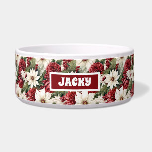 Vintage Rustic Christmas Flowers leaves Dog