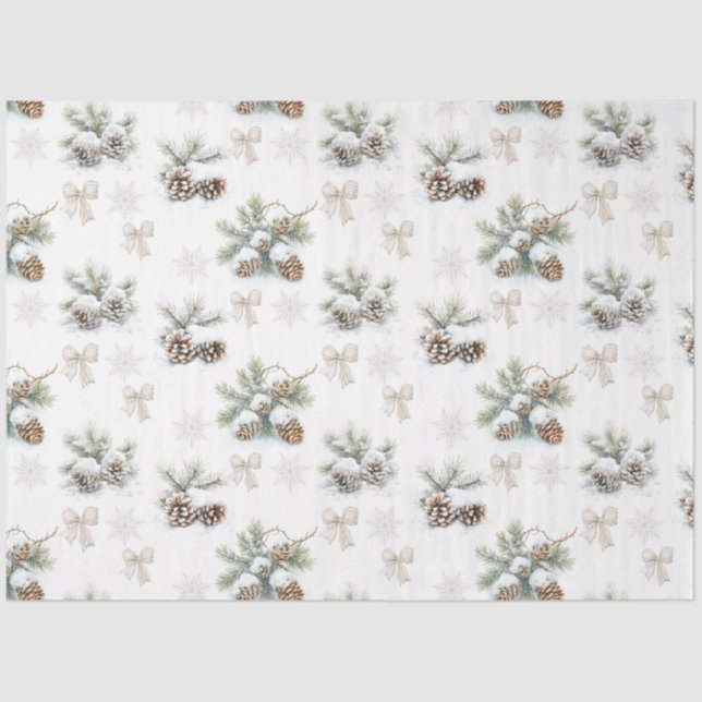Vintage rustic Christmas Pine cones Tissue Paper (Front)