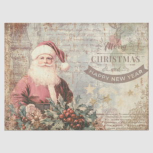 Vintage Rustic Christmas Santa Decoupage Craft Tissue Paper