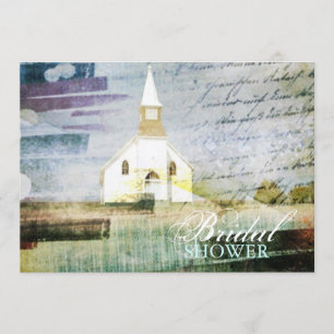 vintage rustic church chapel country bridal shower invitation