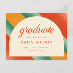 Vintage Rustic Colourful Graduation Thank You Postcard