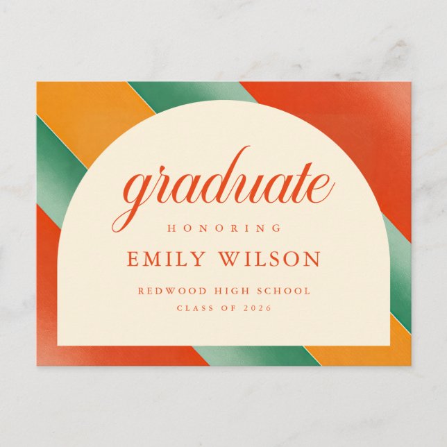 Vintage Rustic Colourful Graduation Thank You Postcard (Front)
