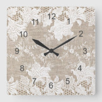 Vintage rustic country beige burlap and white lace