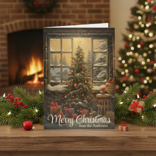 Vintage Rustic Country Christmas Tree Custom Holiday Card